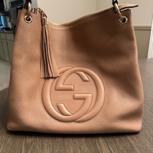 GUCCI Pebbled Calfskin Large Soho Hobo Beige - Picture 4 of 9